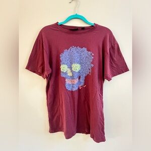Marc Jacobs for Marc by Marc Jacobs Floral Skull Cotton Short Sleeve T-Shirt Top